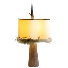 Achille Salvagni "Sting Wood" Table Lamp, Wood and Brass, Contemporary