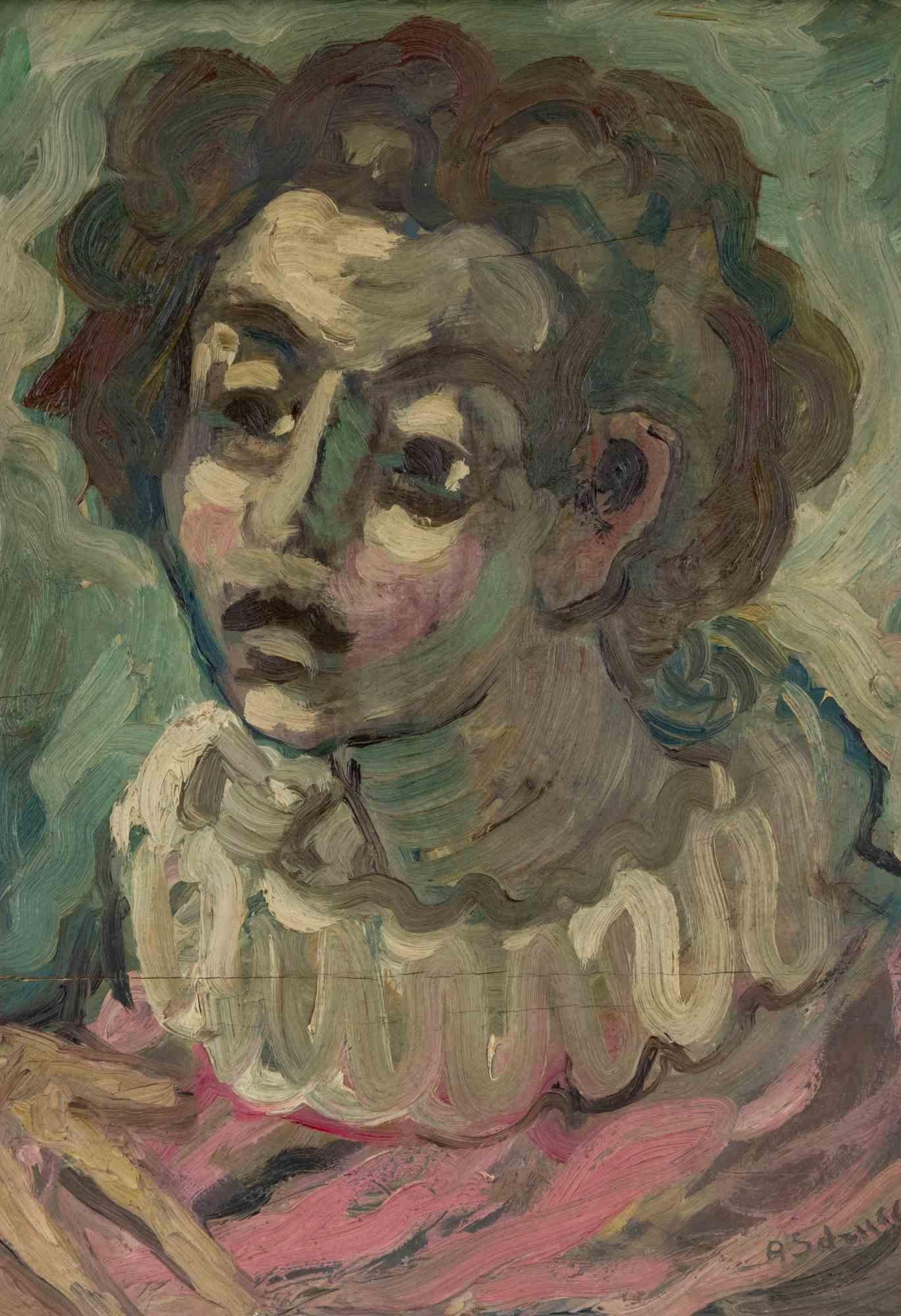 Porträt einer Frau – Ölgemälde von Achille Sdruscia – 1970er Jahre im Angebot 2
