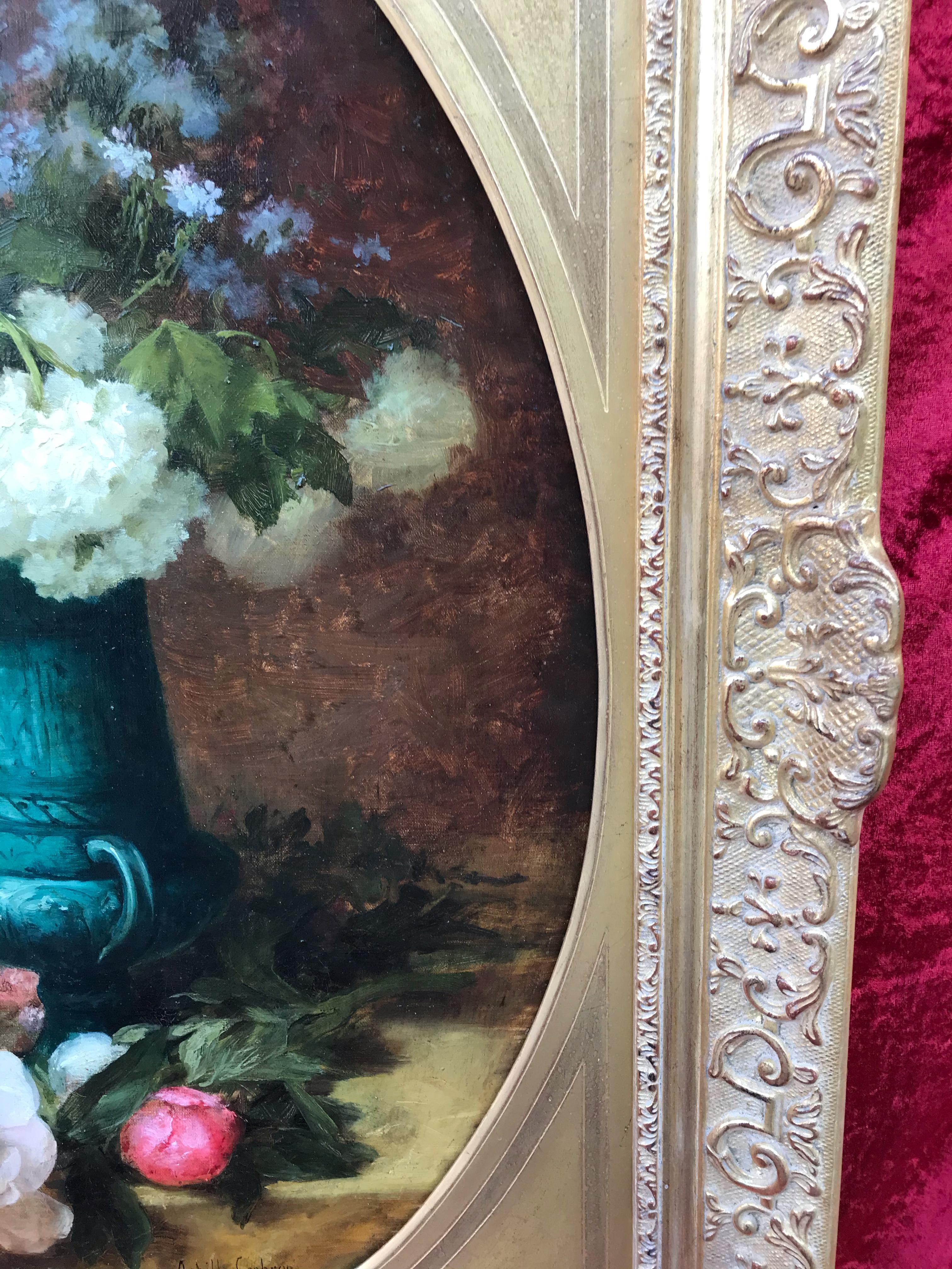 Flower Arrangement - Original 19th Century Painting For Sale 4