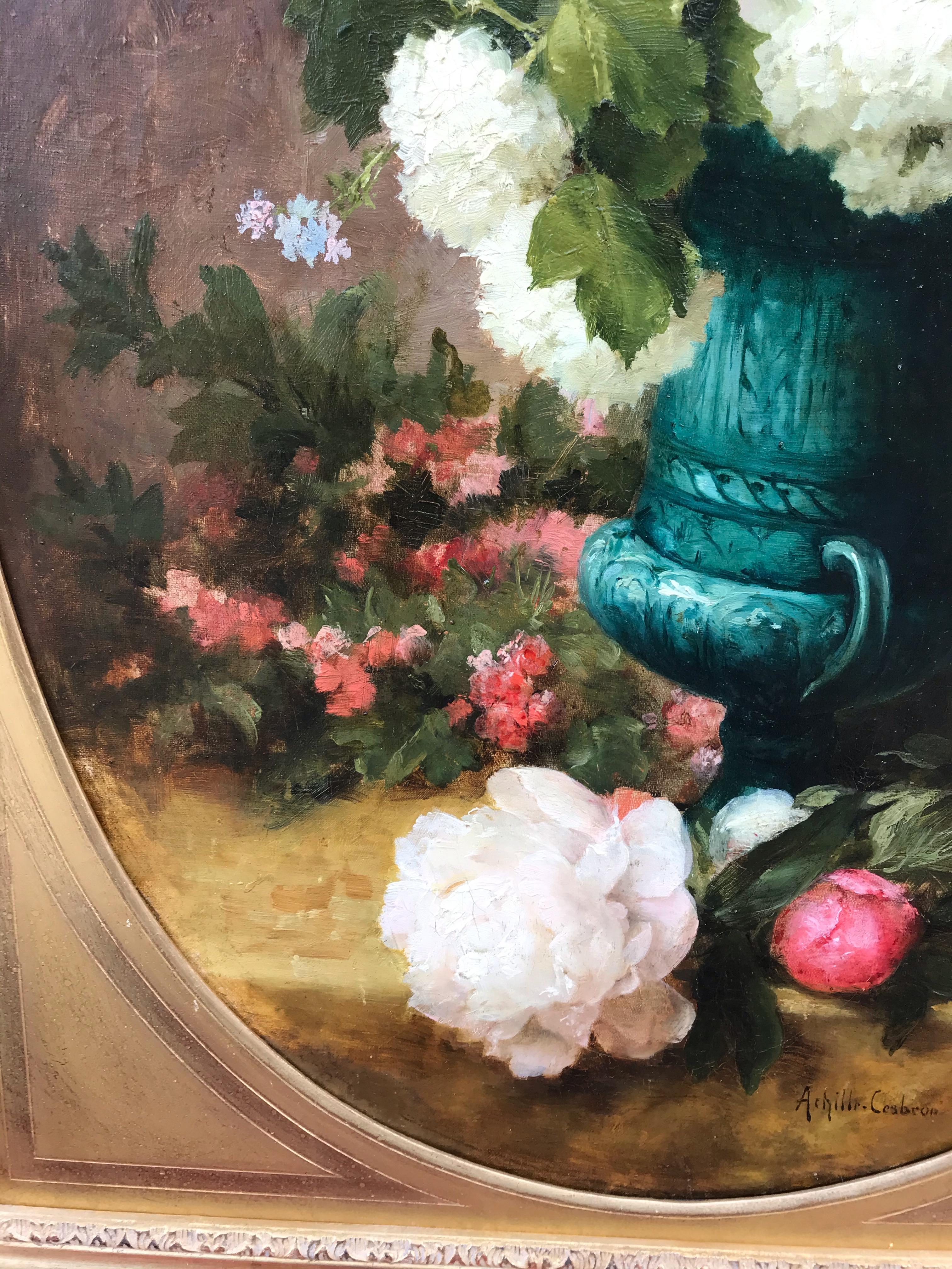Flower Arrangement - Original 19th Century Painting For Sale 6