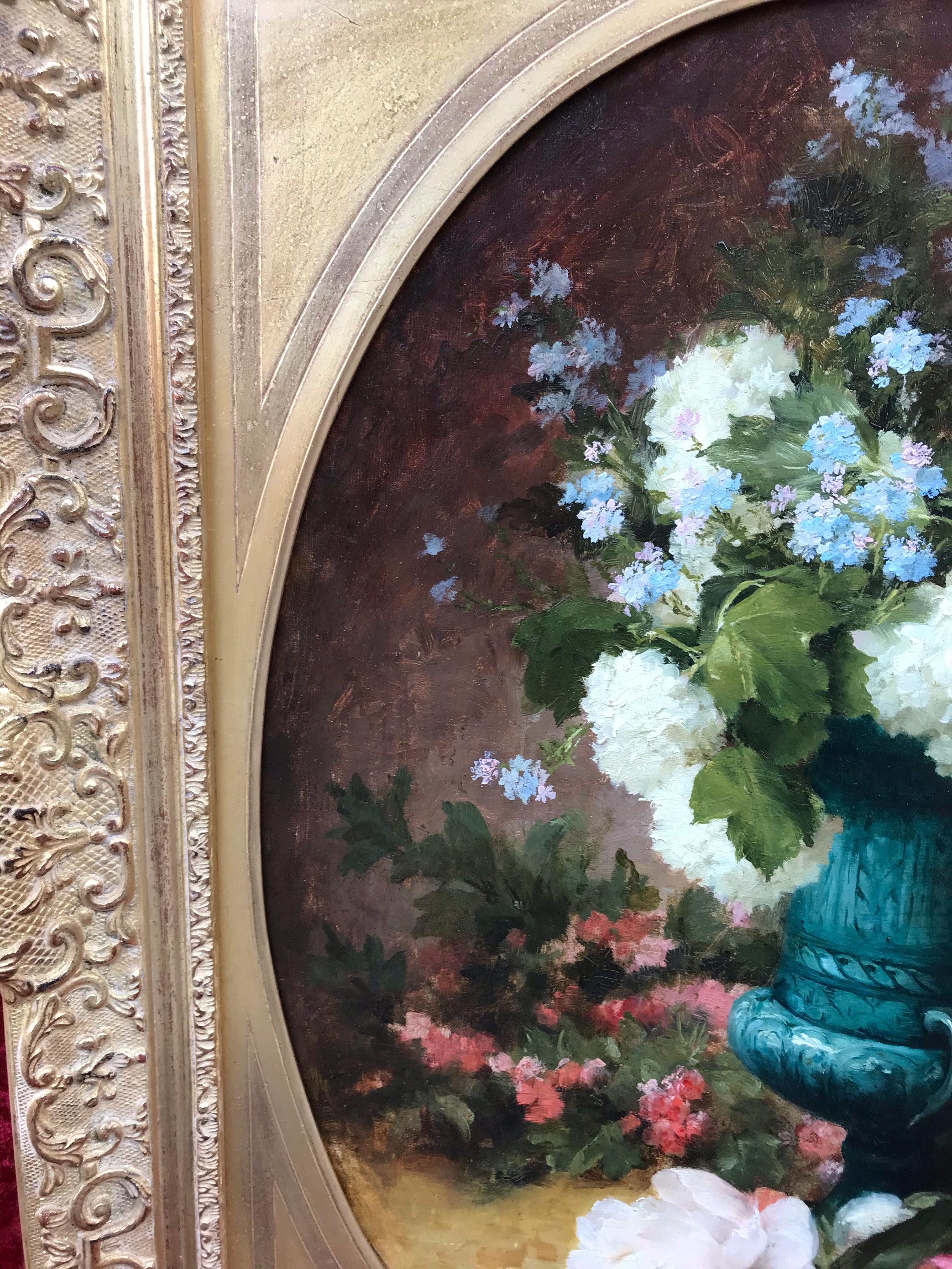 Arrangement de fleurs - Peinture originale du 19ème siècle en vente 2