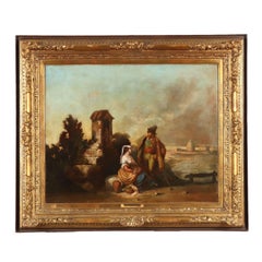 Paysage avec figures 19e siècle