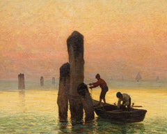 By Achille Vertunni (1826 - 1897), Fishermen at Dawn