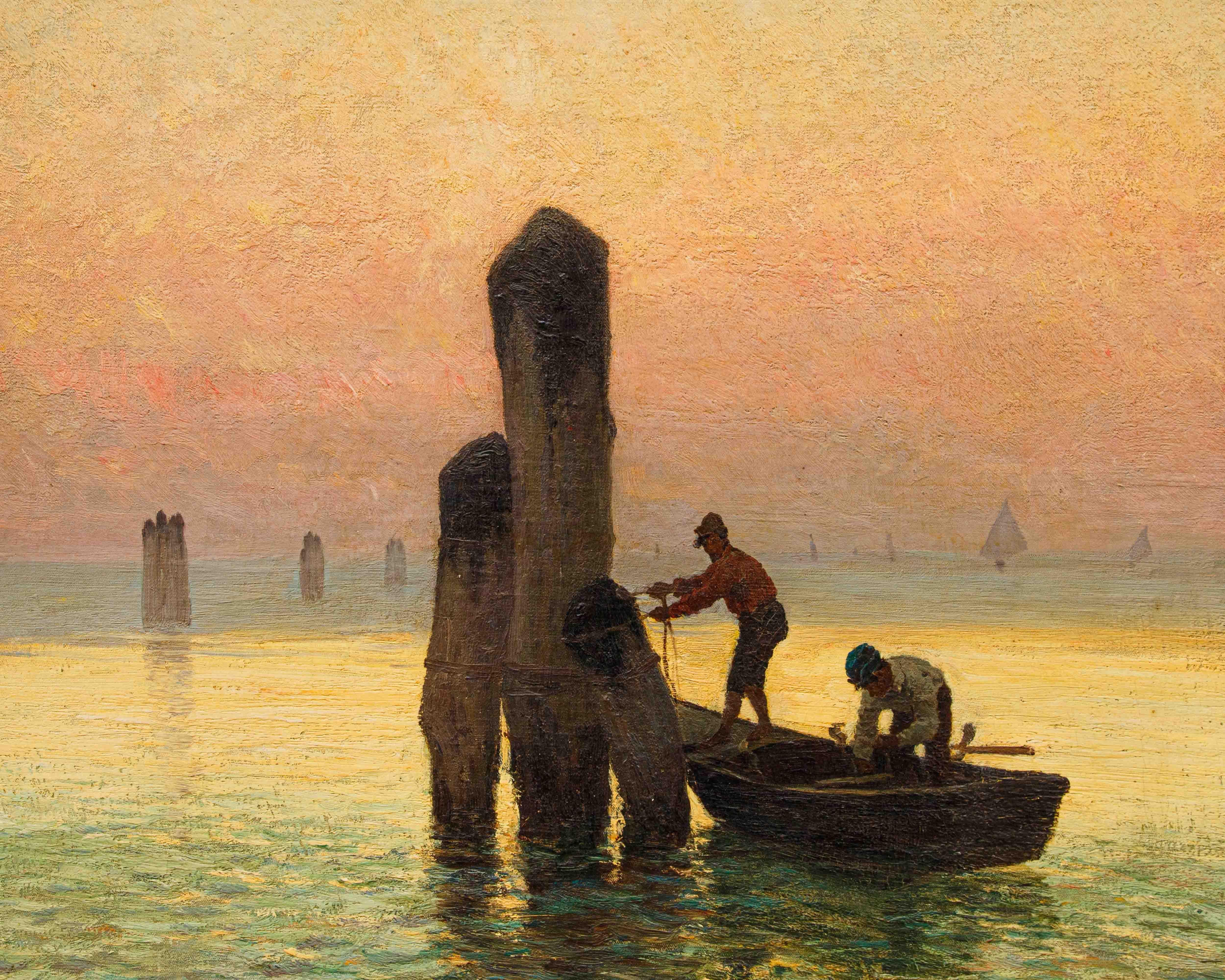 Von Achille Vertunni (1826 - 1897), Fischer in der Morgendämmerung im Angebot 4