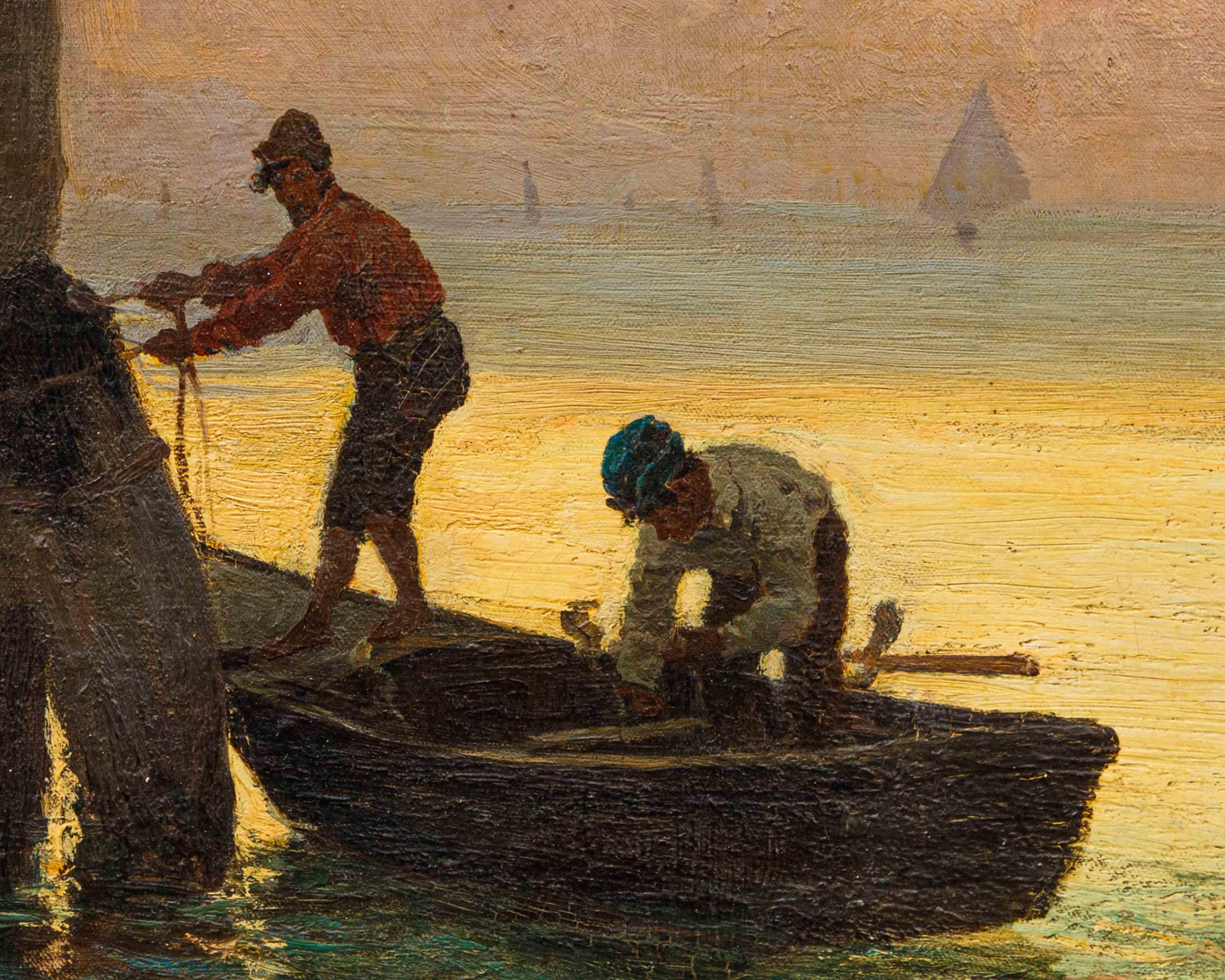 Von Achille Vertunni (1826 - 1897), Fischer in der Morgendämmerung im Angebot 5