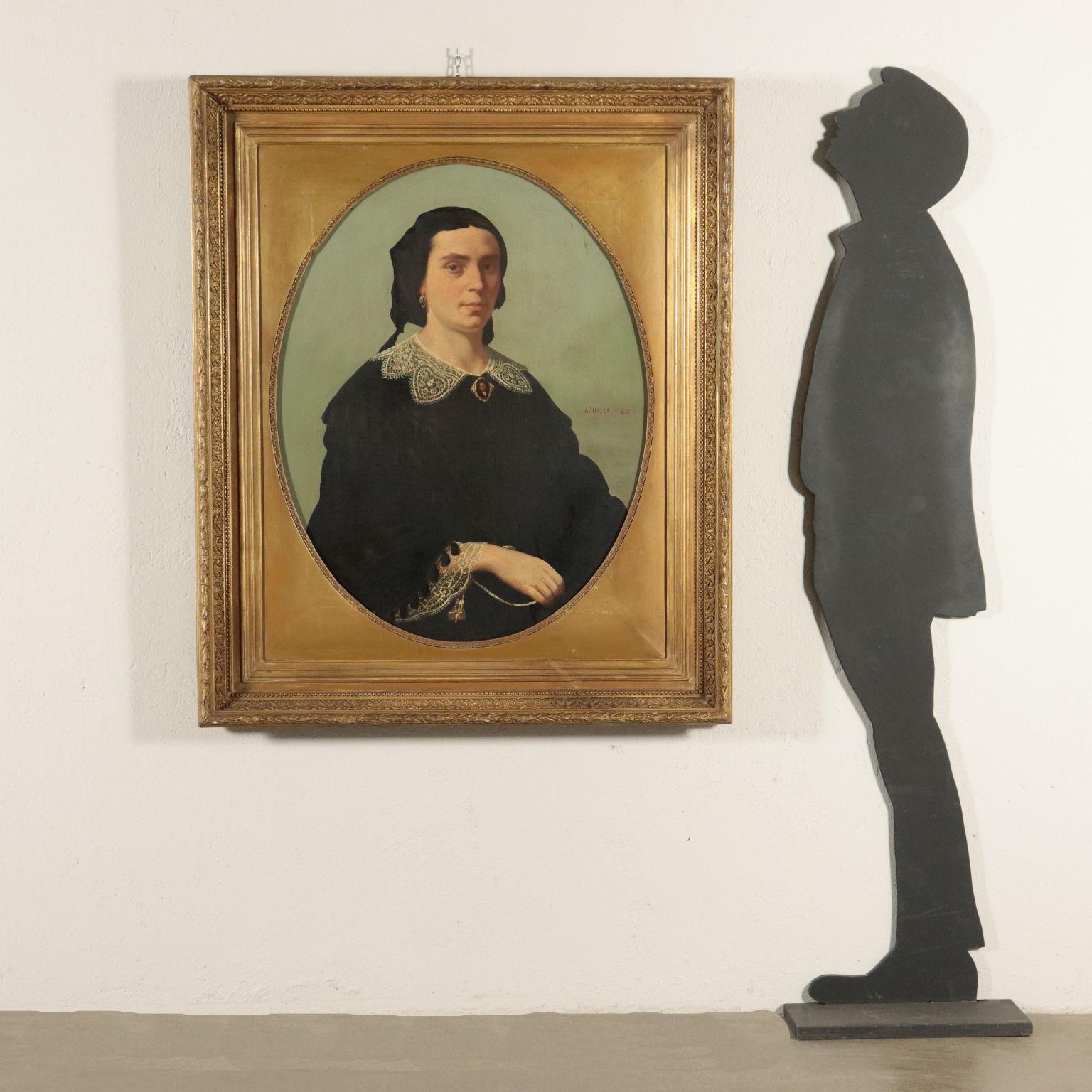 Ritratto Femminile XIX secolo - Painting di Achille Zo