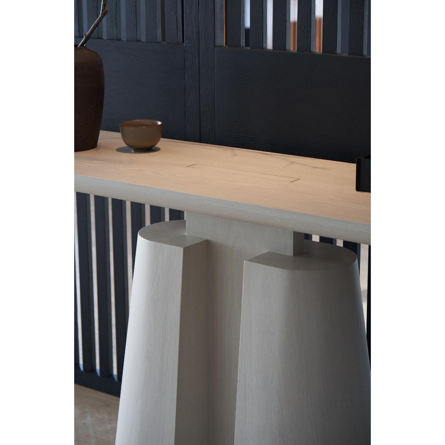 British Achilles Console Table in Bleached Oak by OZA Design For Sale