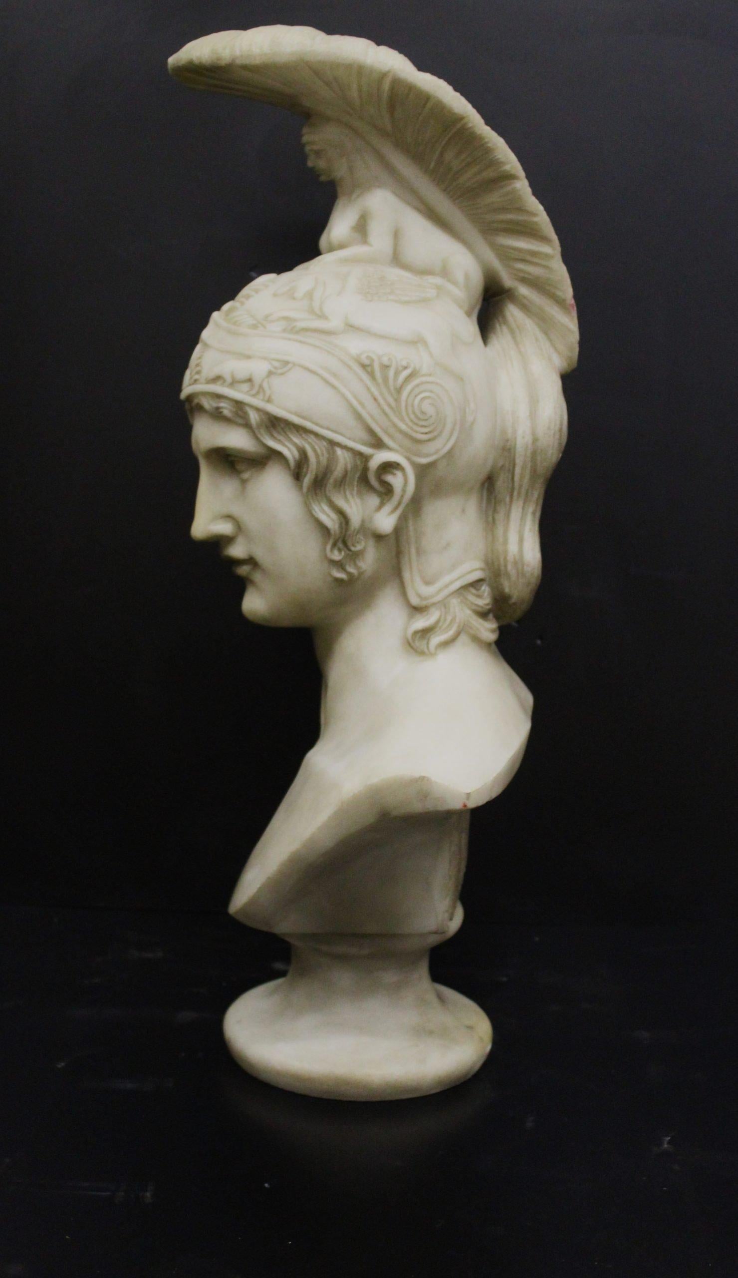 Achilles, in white marble bust In Good Condition For Sale In Rome, IT