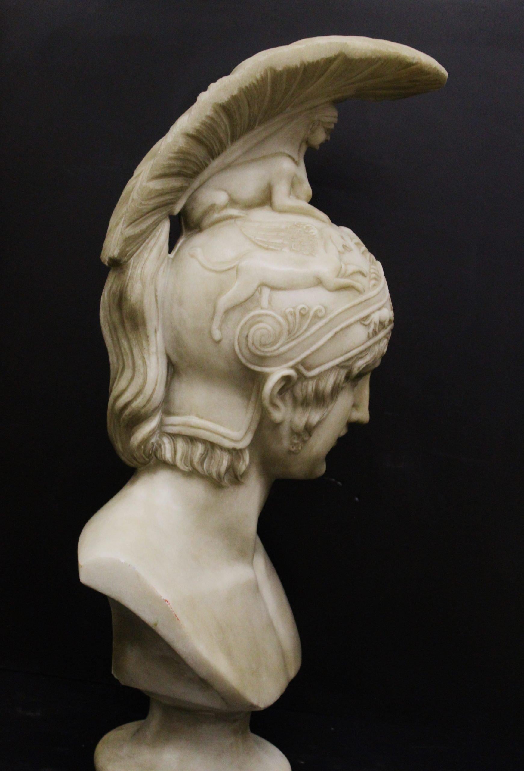 20th Century Achilles, in white marble bust For Sale