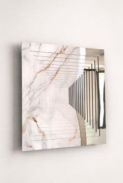Espejo de pared escultural «La tortuga de Aquiles», plateado, tamaño mediano, de GTG Design Couture