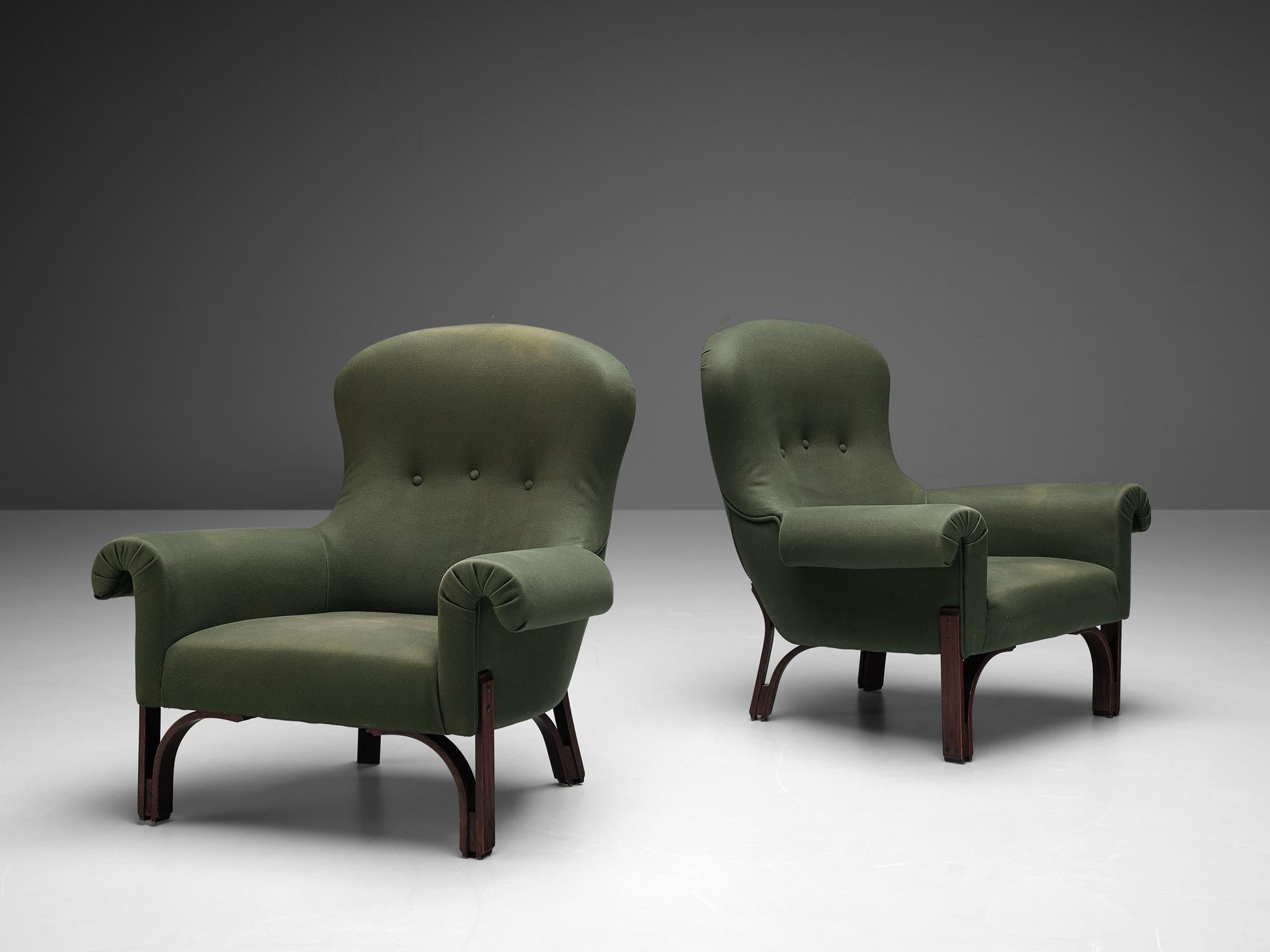 Achilli, Brigidini & Canella Pair of 'Quadrifoglio' Green Lounge Chairs  4