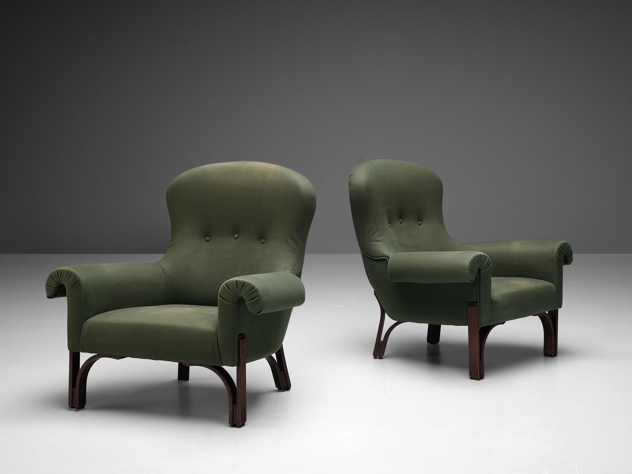 Achilli, Brigidini & Canella Pair of 'Quadrifoglio' Green Lounge Chairs  3