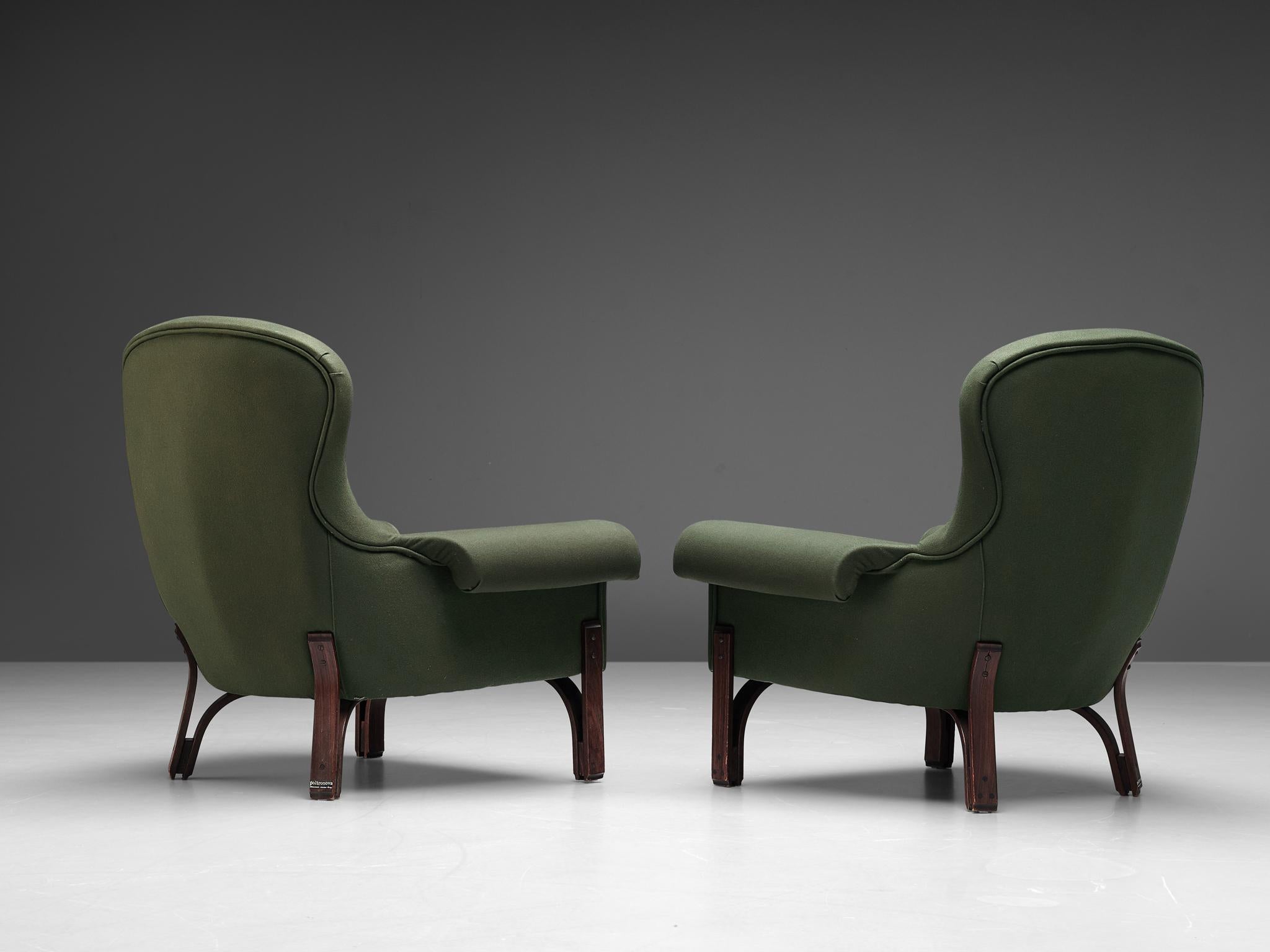 Fabric Achilli, Brigidini & Canella Pair of 'Quadrifoglio' Green Lounge Chairs 