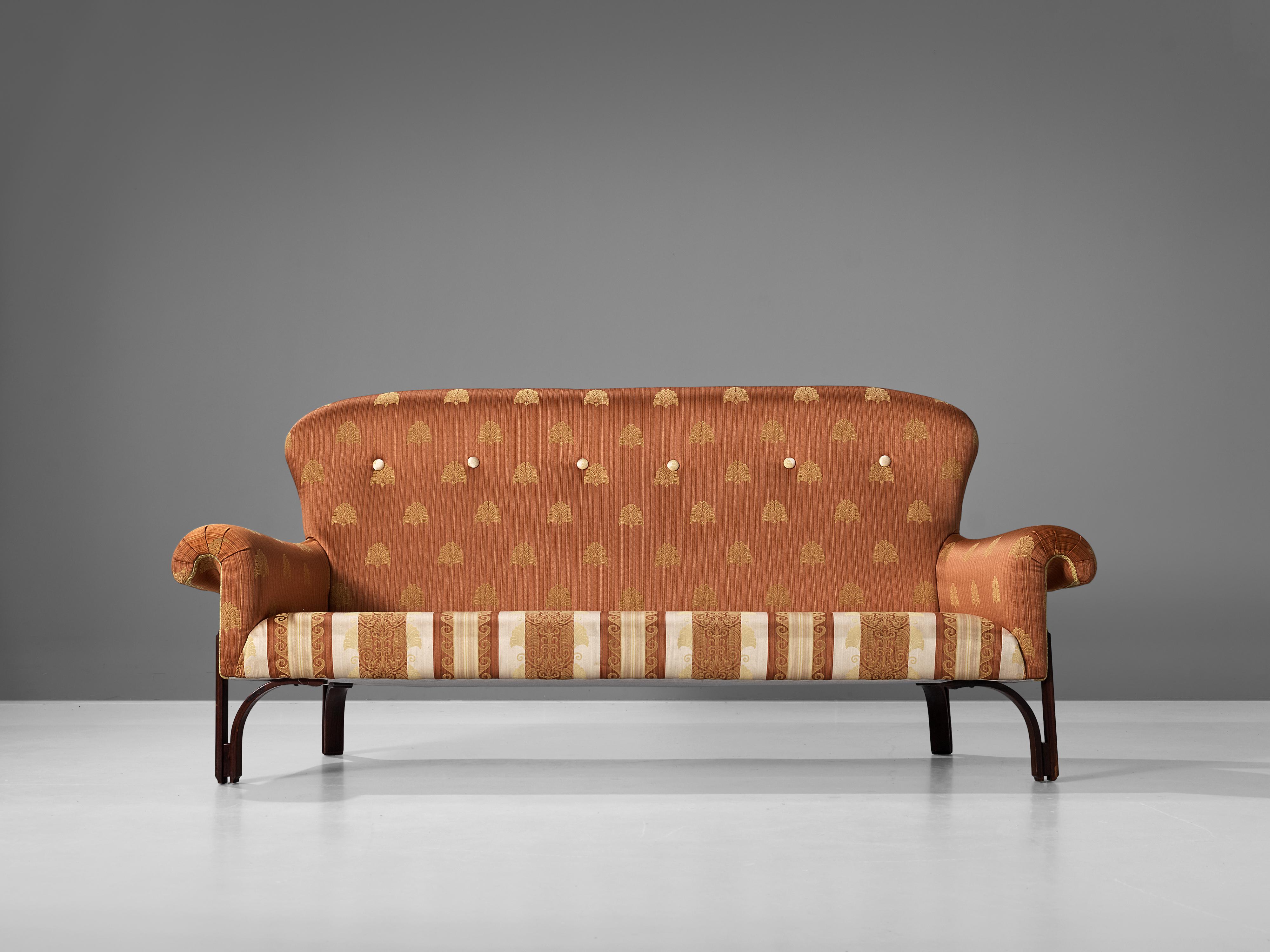 Mid-20th Century Achilli, Brigidini & Canella 'Quadrifoglio' Sofa in Patterned Upholstery