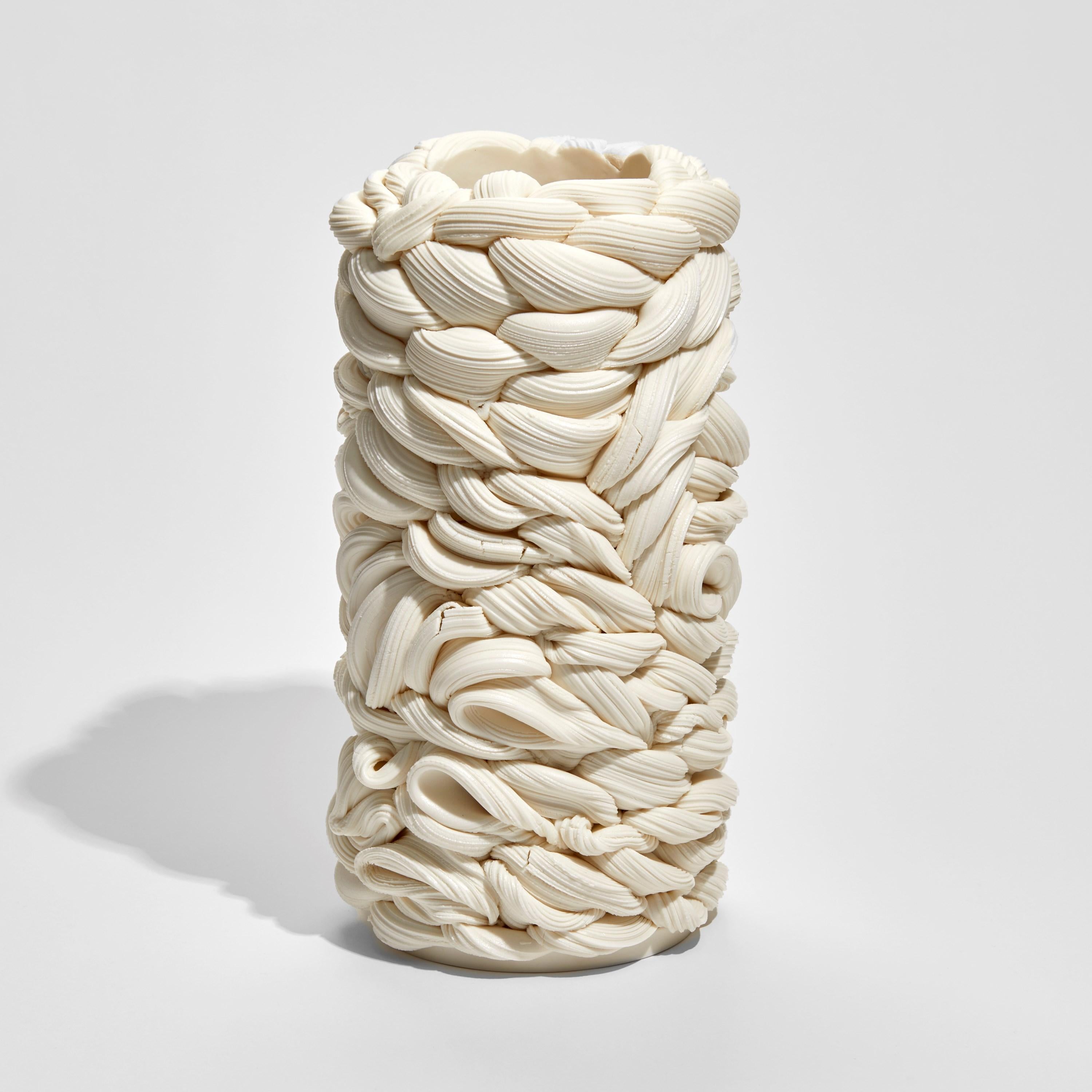 Organic Modern Achromatic Fold in White II, a Parian Porcelain Vessel by Steven Edwards For Sale