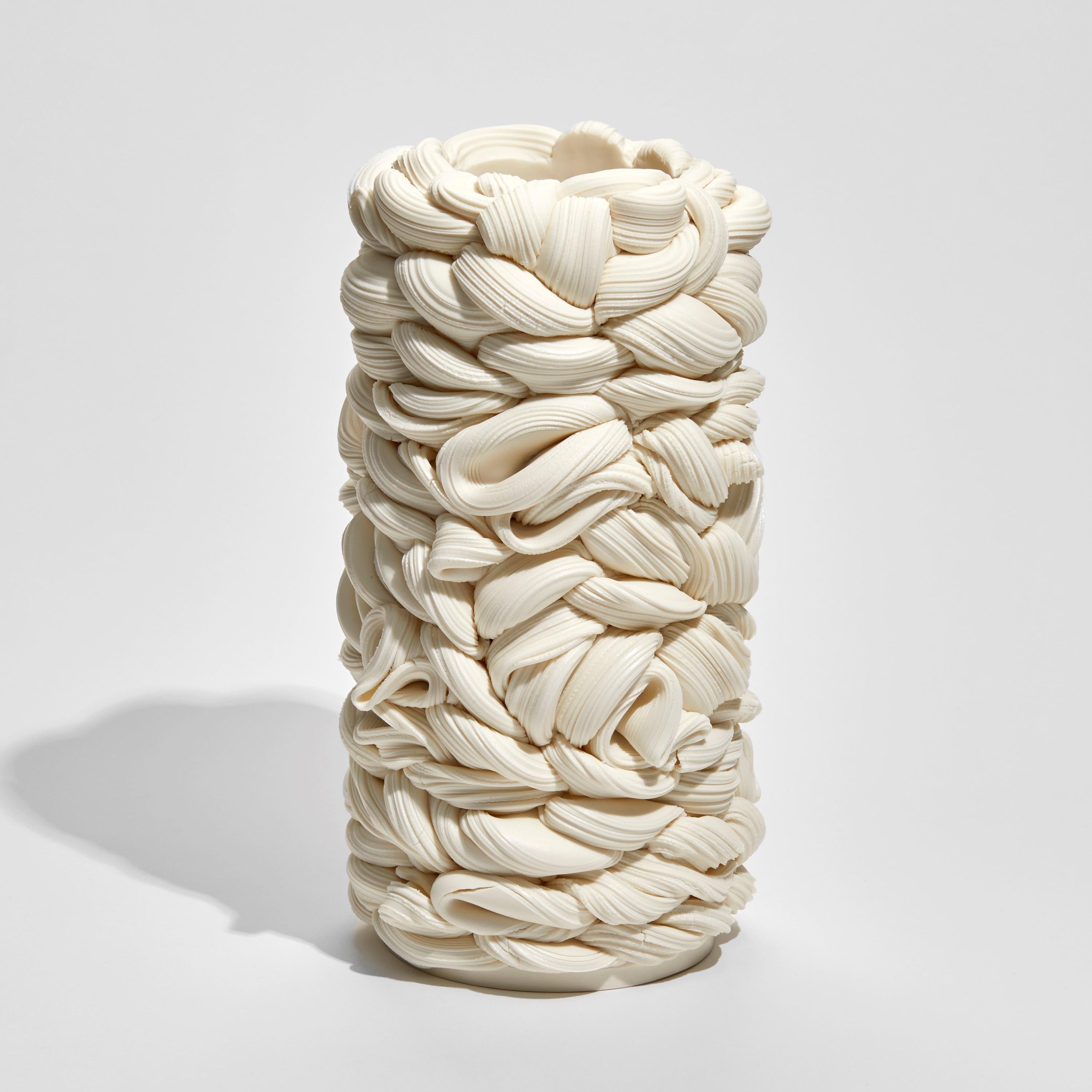 Hand-Crafted Achromatic Fold in White II, a Parian Porcelain Vessel by Steven Edwards For Sale