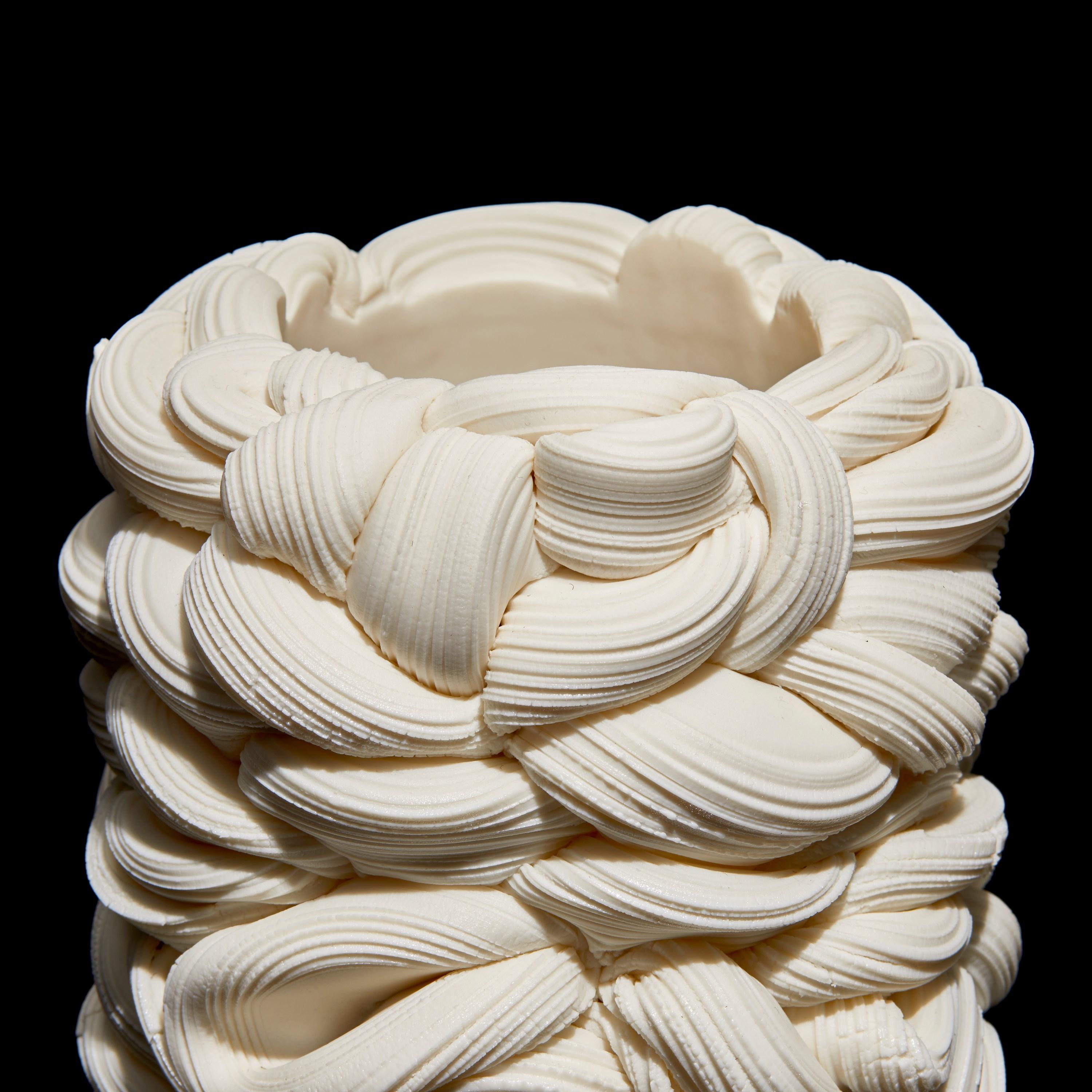 Contemporary Achromatic Fold in White II, a Parian Porcelain Vessel by Steven Edwards For Sale