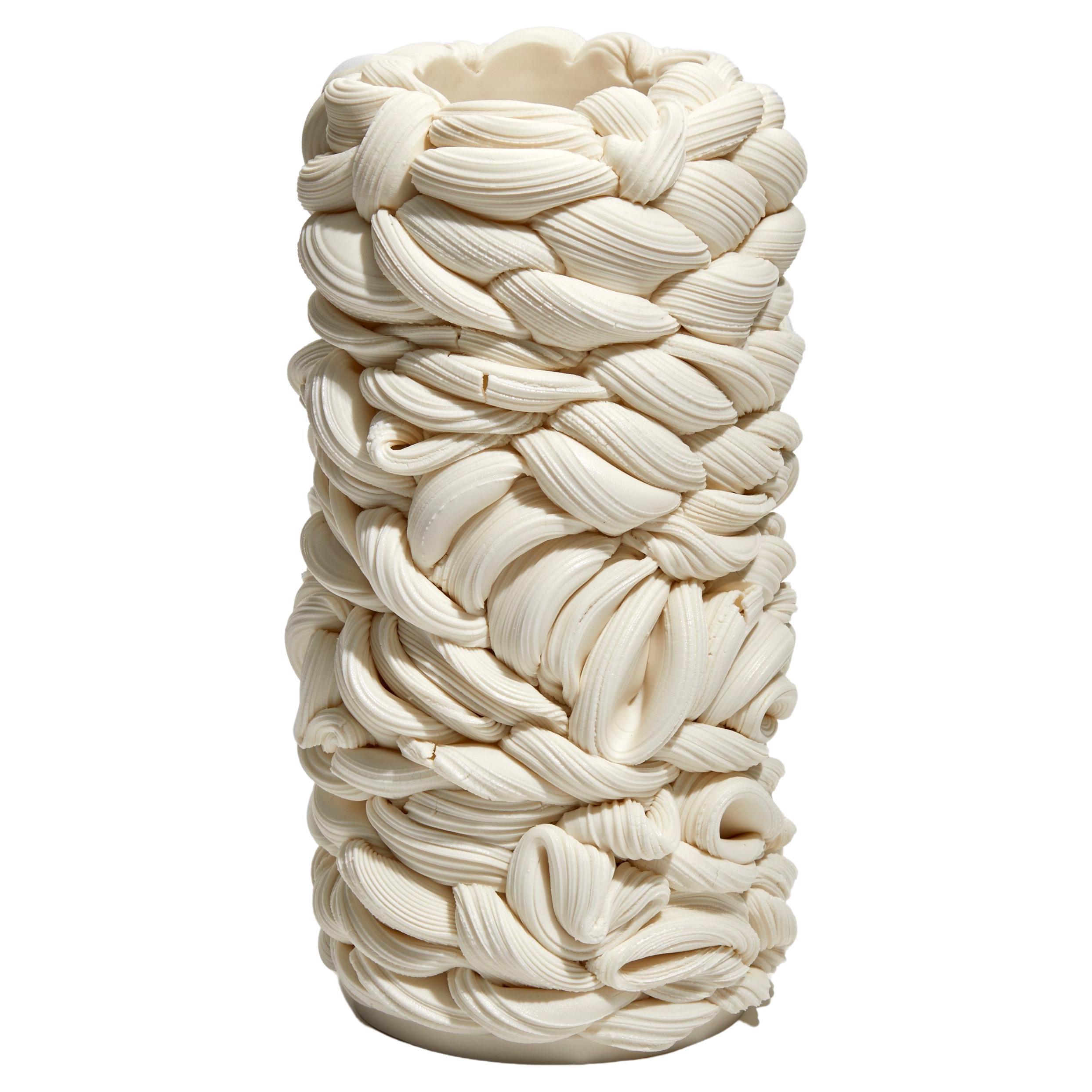 Achromatic Fold in White II, a Parian Porcelain Vessel by Steven Edwards For Sale