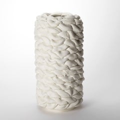 Achromatic Fold in White IV, an abstact white ceramic vessel by Steven Edwards