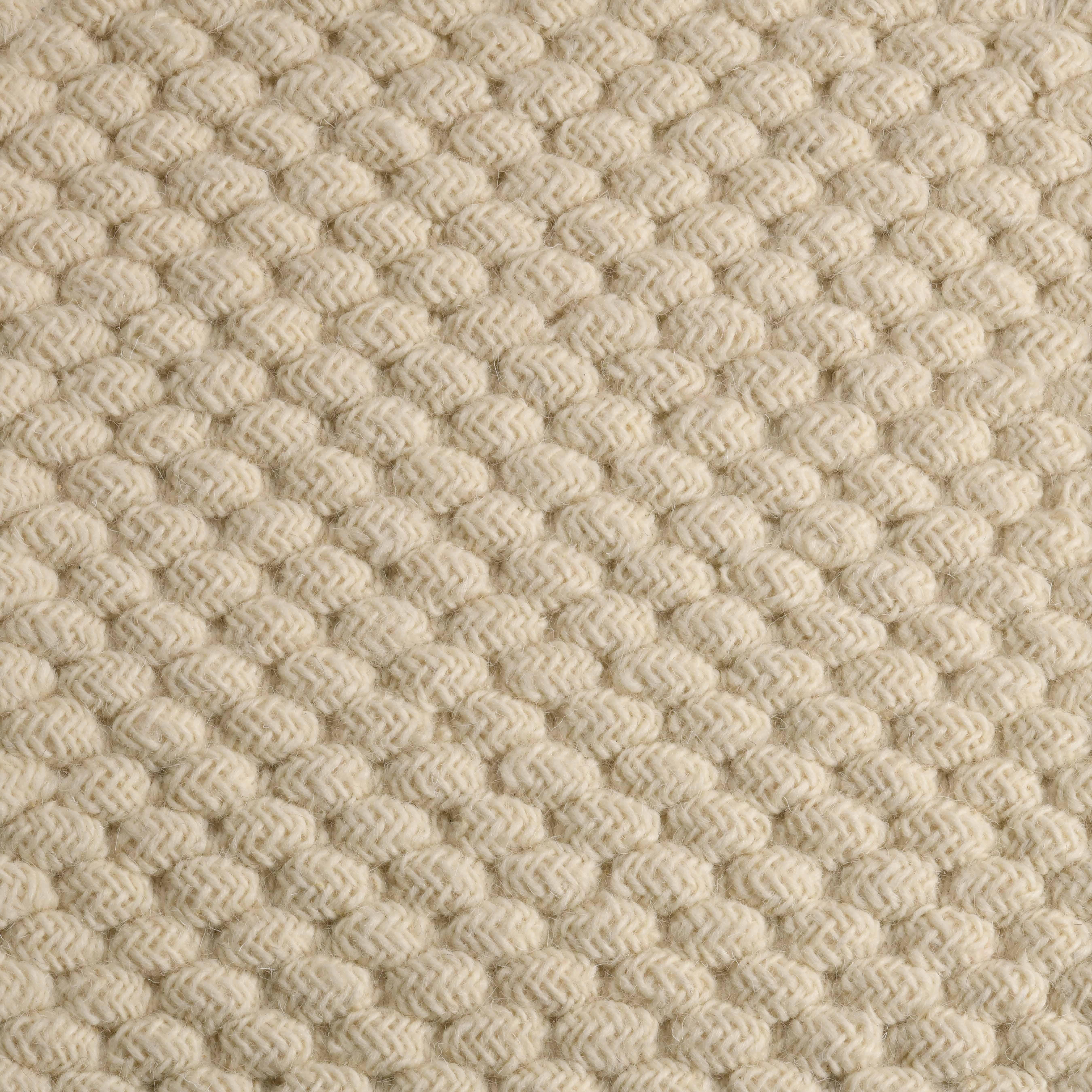 Acia, Ivory, Handwoven Face: 60% Undyed NZ Wool, 40% Undyed MED Wool, 6' x 9' For Sale