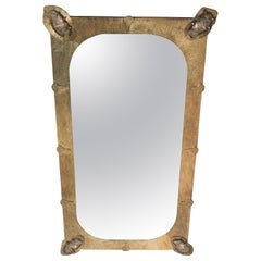 Acid Ecthed Patinated Brass with Agate Slices Wall Mirror by Studio Belgali