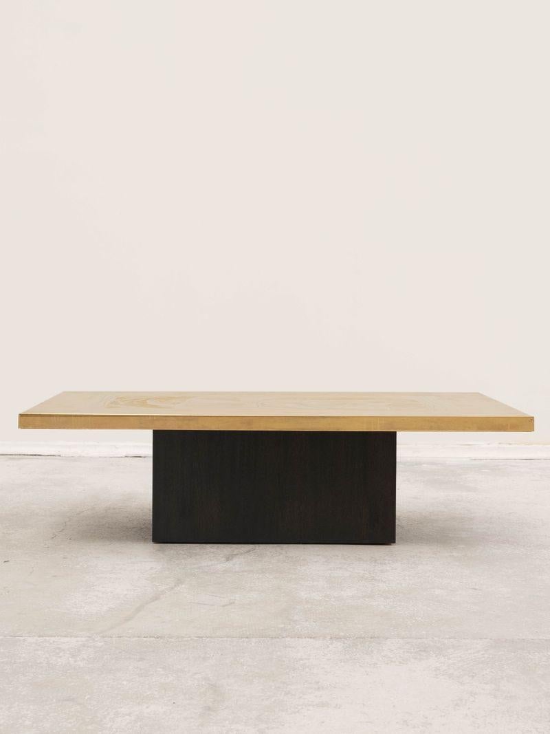 Acid-etched brass coffee table signed Christian Krekels, 1977 8
