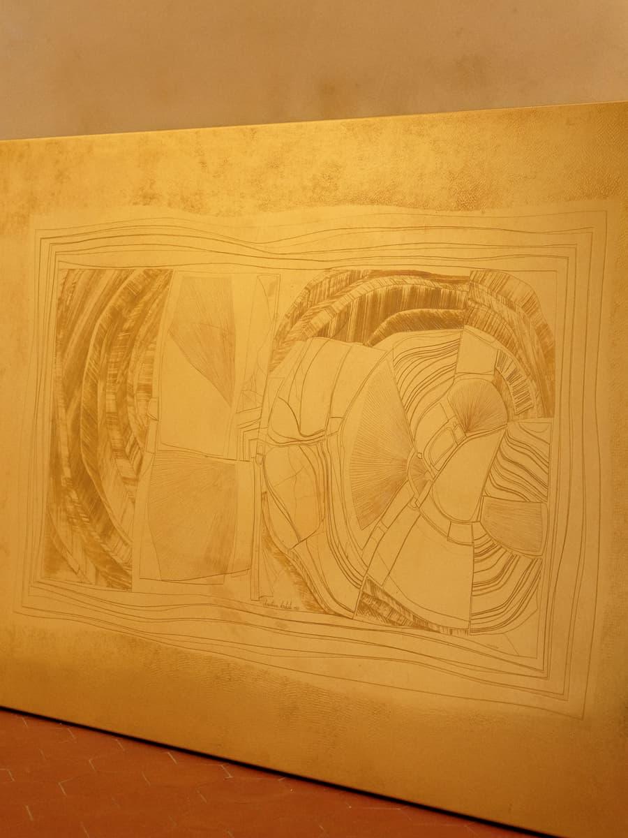 Couchtisch aus säuregeätztem Messing, signiert Christian Krekels, 1977 (Moderne) im Angebot
