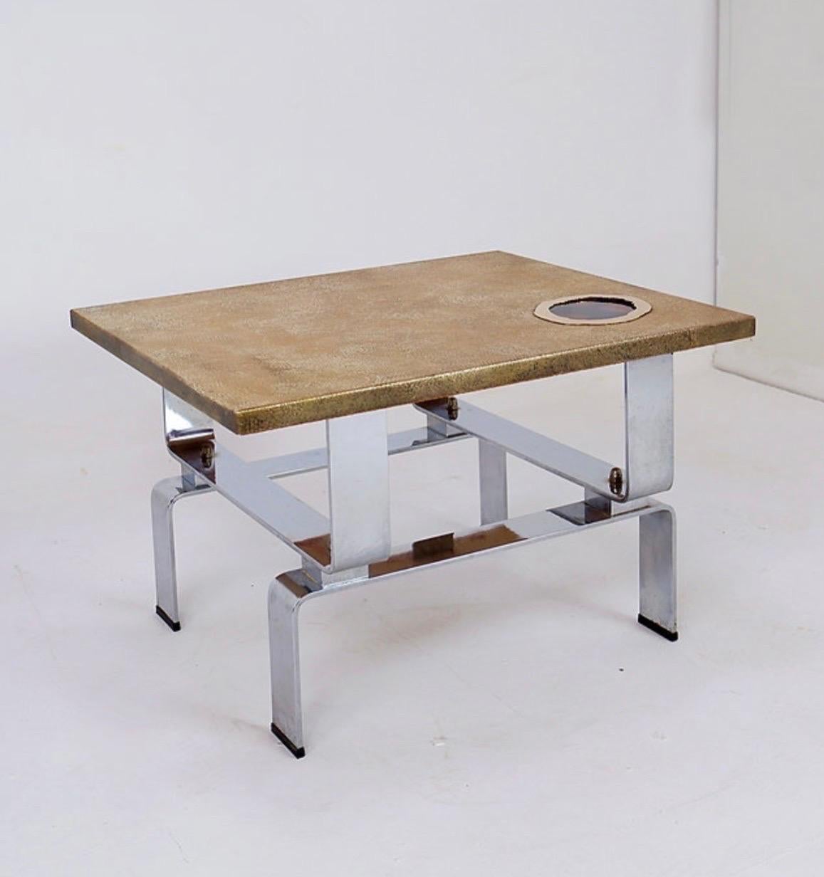 Plateau de table basse en laiton gravé à l'acide de Christian Krekels avec une pierre d'agate en vente 5