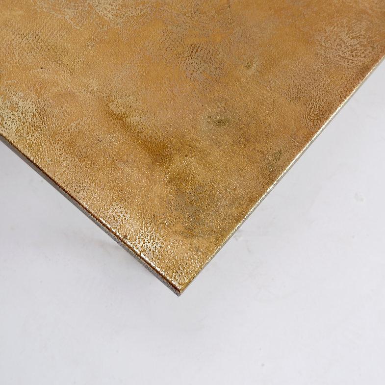 Acid-etched brass coffee table top by Christian Krekels with an agate stone For Sale 1