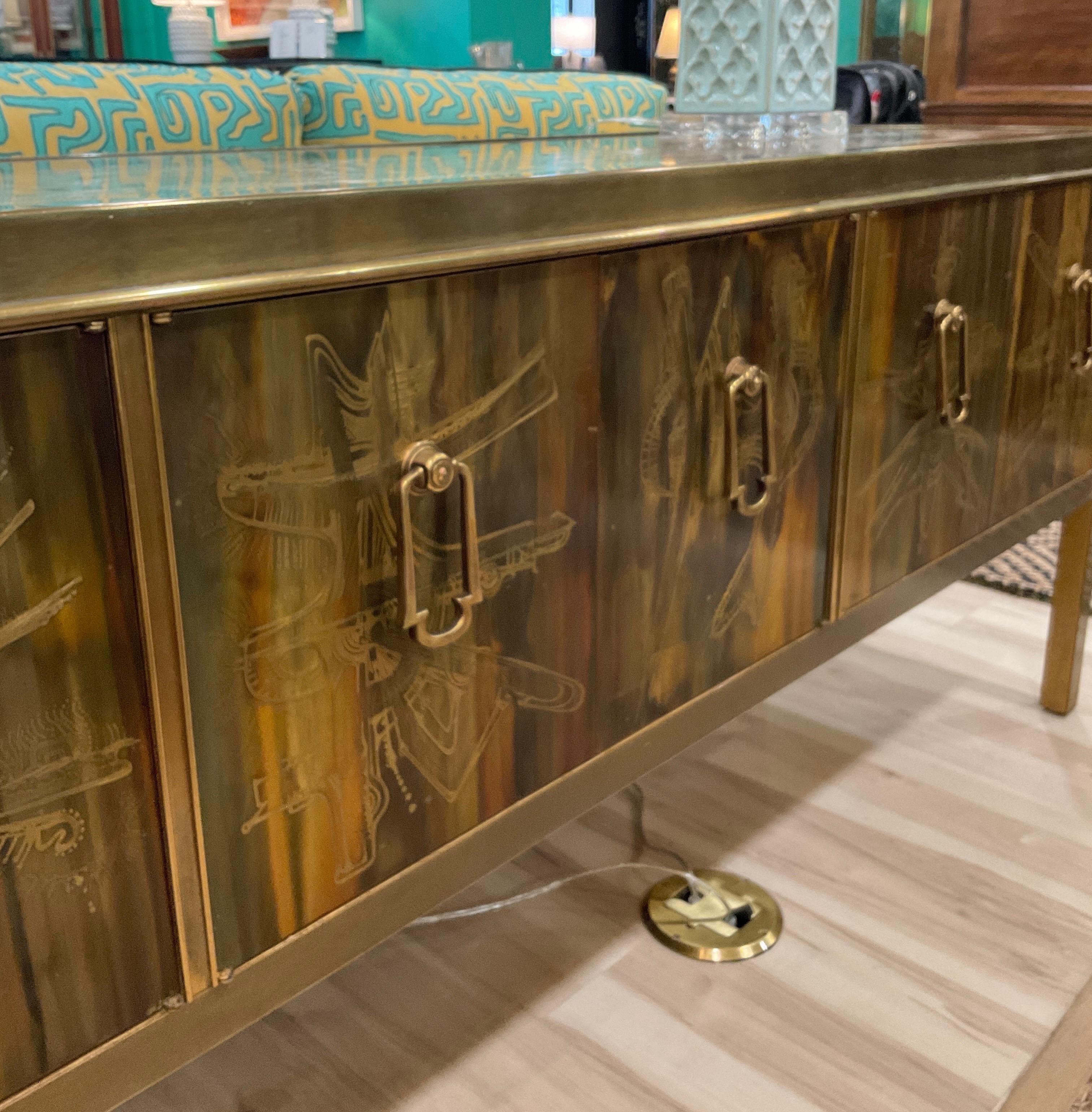 Console in ottone acidato di Bernhard Rohne per Mastrrcraft in vendita 3