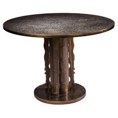 Acid Etched Brass "Etruscan Circular Center Table by Philip and Kelvin Laverne