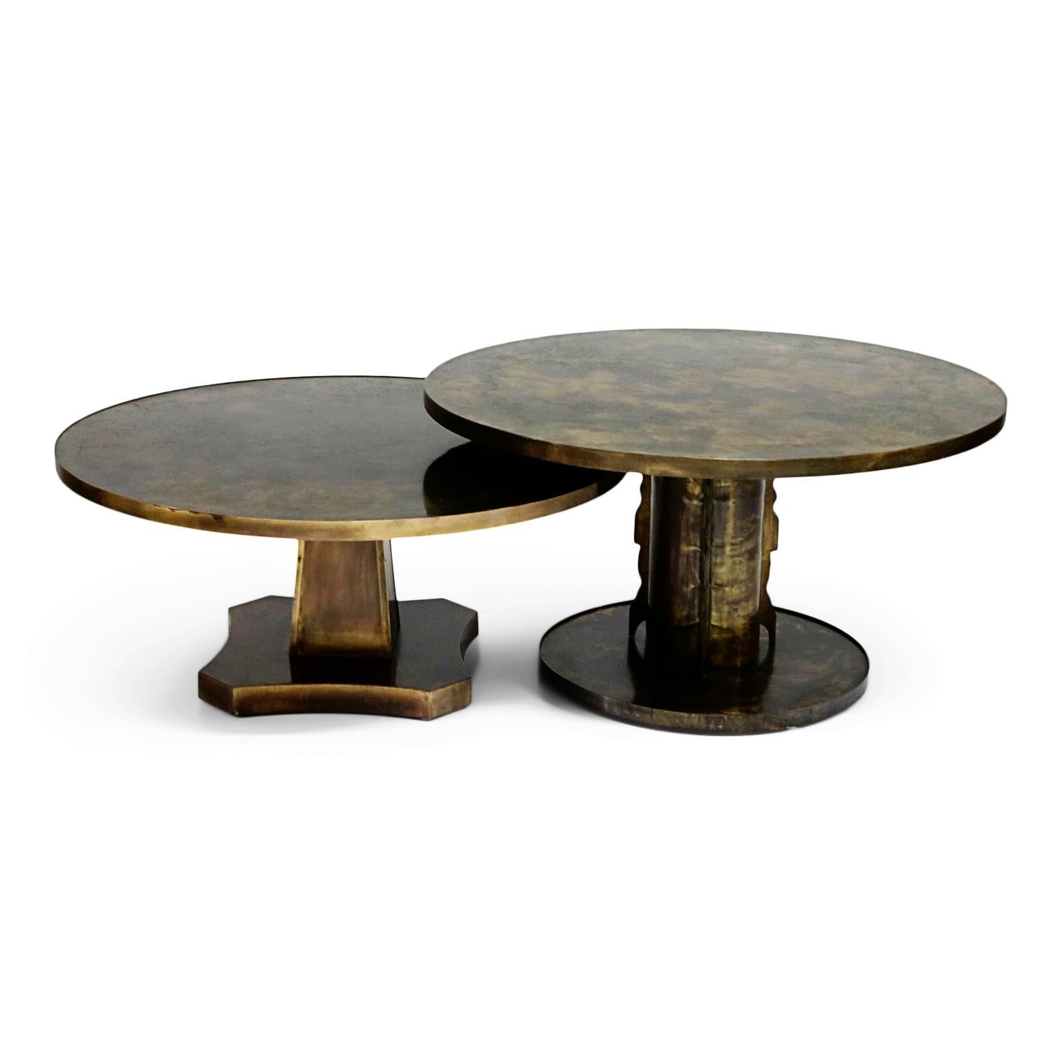 Acid Etched Bronze 'Classical' Cocktail / Game Table by Philip & Kelvin LaVerne 7