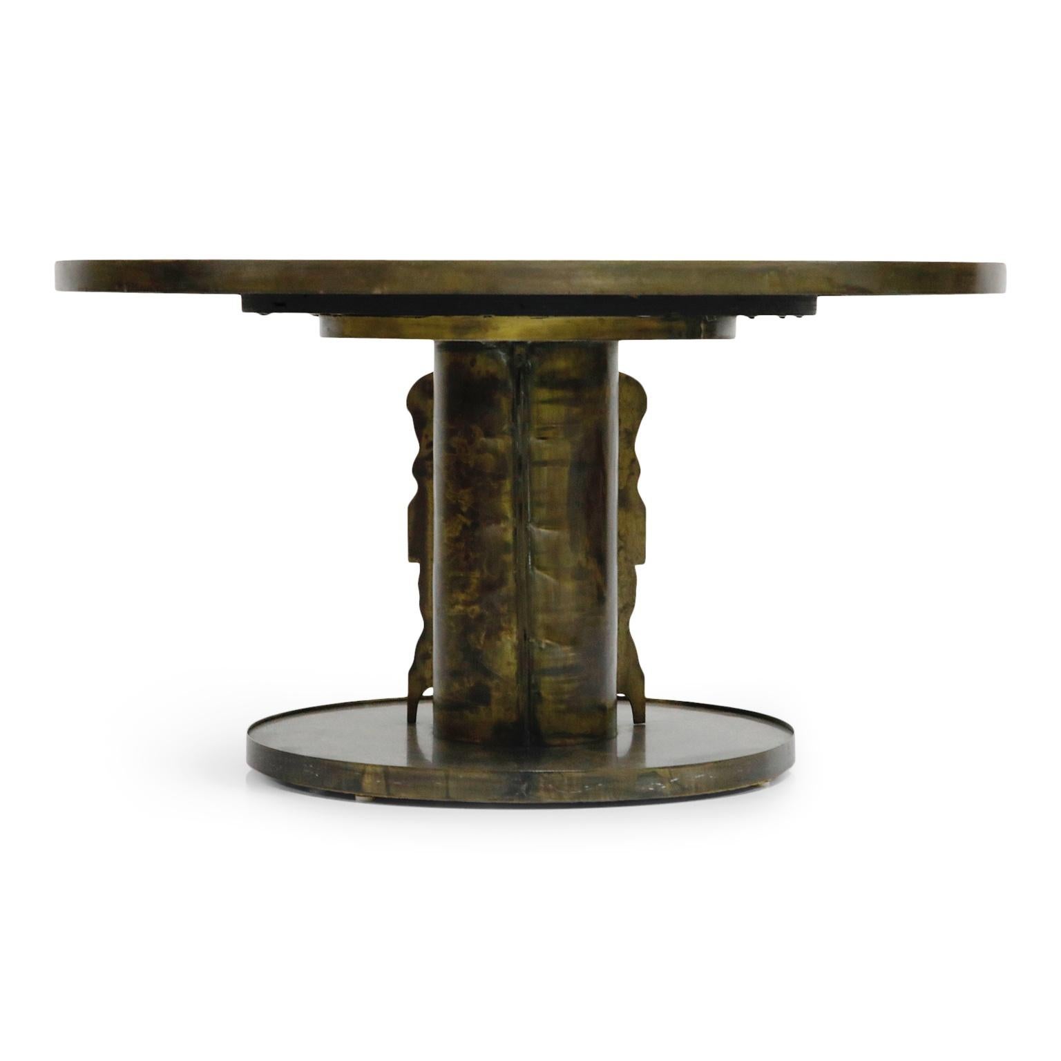 American Acid Etched Bronze 'Classical' Cocktail / Game Table by Philip & Kelvin LaVerne