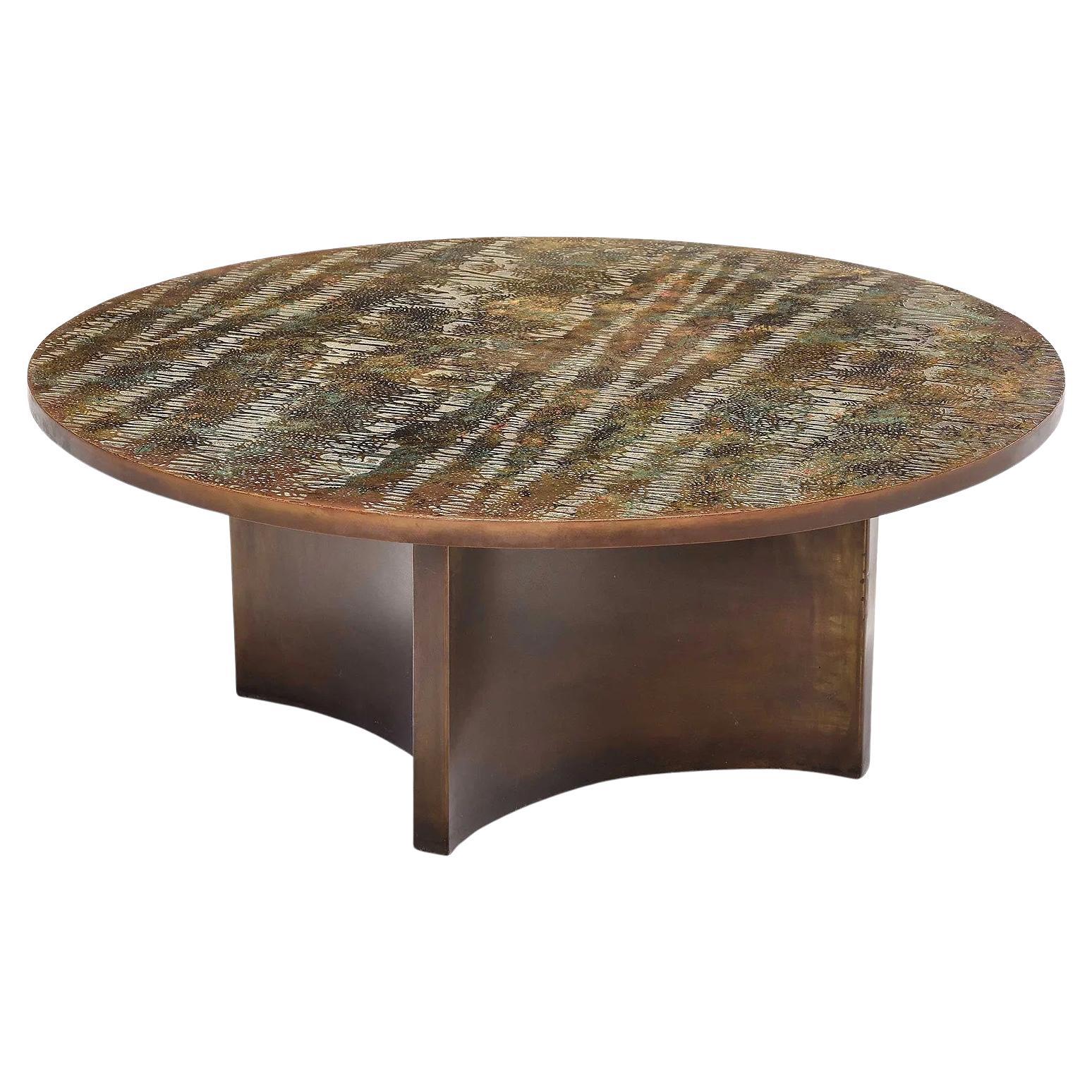 Acid-Etched, Bronze "Eternal" Forest Coffee Table by Philip & Kelvin Laverne