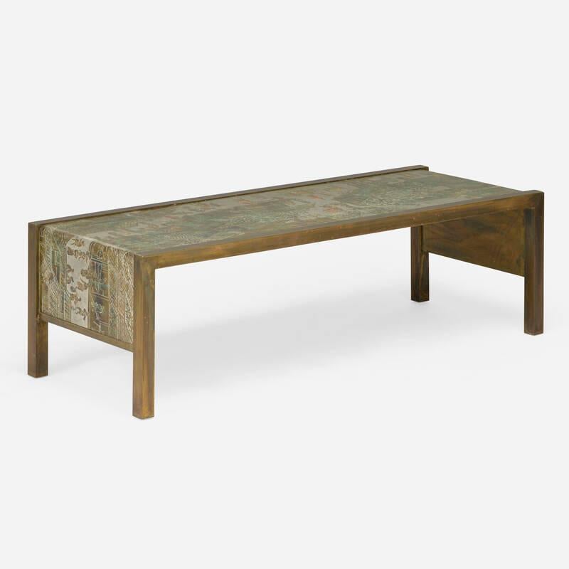 Américain Table basse Festival de printemps gravée à l'acide par Philip et Kelvin Laverne en vente