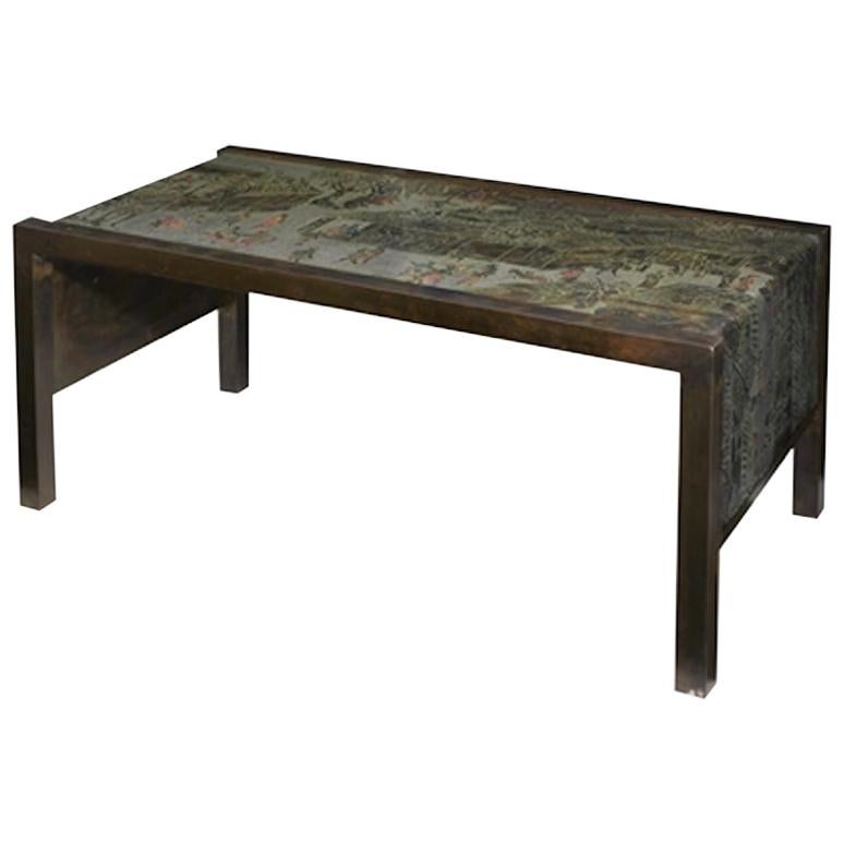 Acid Etched Bronze "Spring Festival" Coffee Table by Philip and Kelvin Laverne