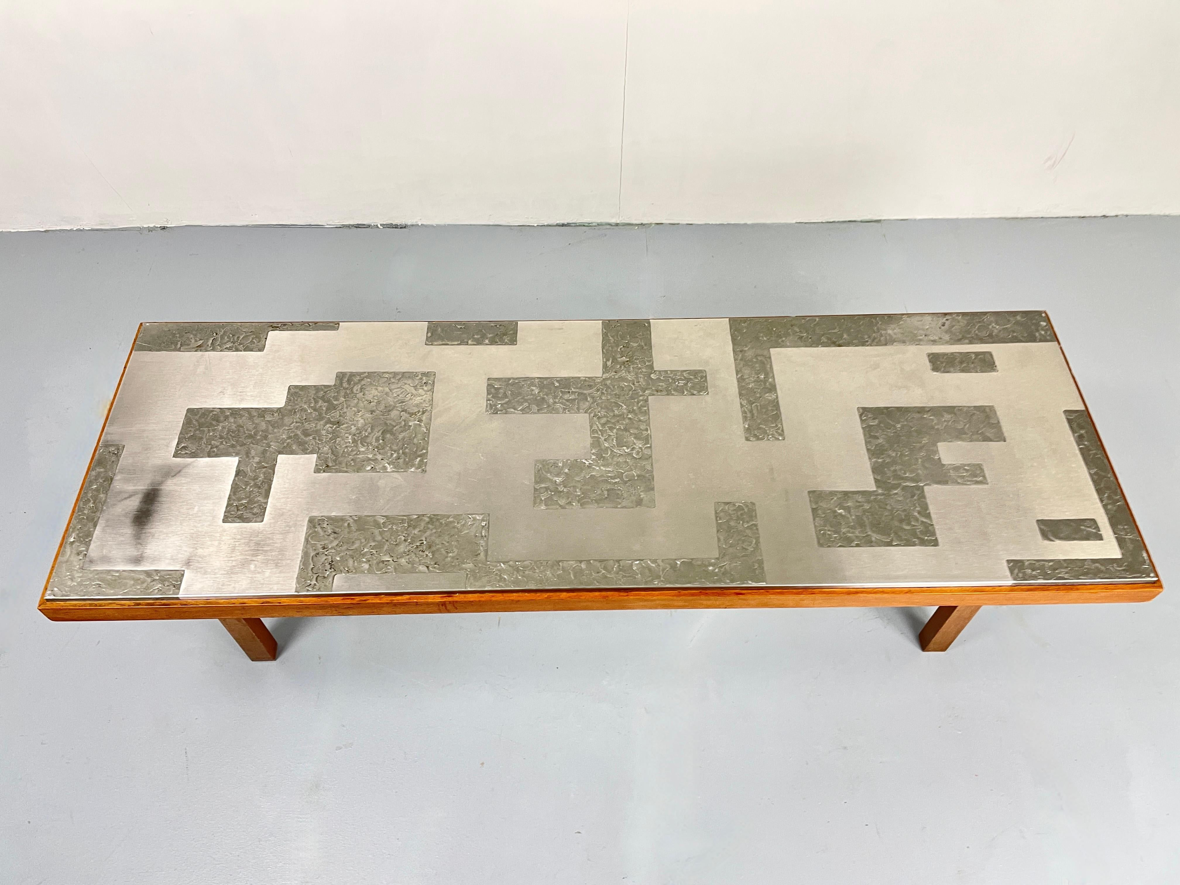 20th Century Acid Etched Brutalist Coffee Table, France