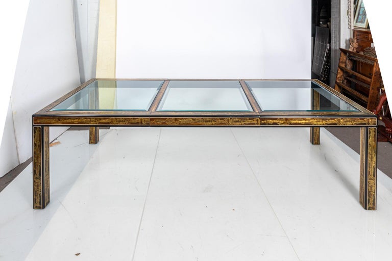 Acid Etched Glass Top Dining Table by Bernhard Rohne for Mastercraft For Sale at 1stDibs