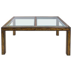 Acid Etched Glass Top Dining Table by Bernhard Rohne for Mastercraft