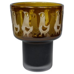 Vintage Acid Etched Glass Vase by Ove Sandeberg for Kosta