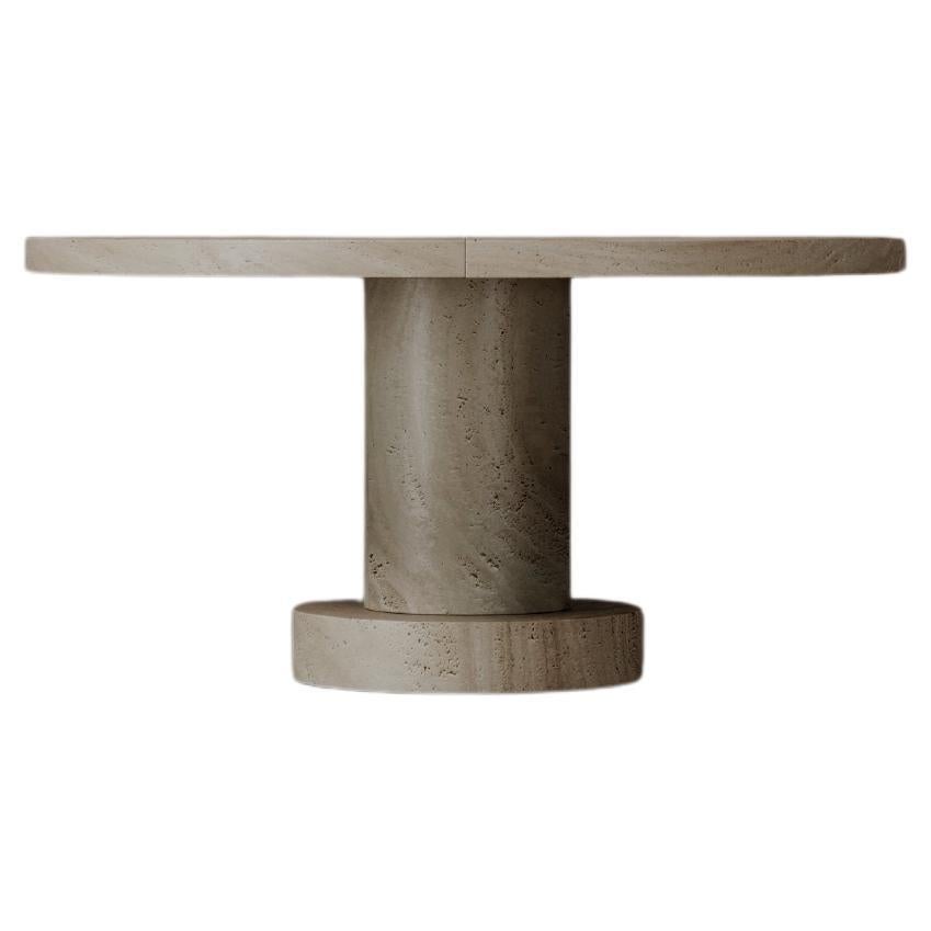 Acid-etched Ostuni Travertine Ettore Table by Dainelli Studio Atelier For Sale