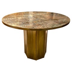 Acid Etched Patinated Brass and Pewter "Eternal Forest Table" by Philip & Kelvin