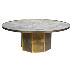 Retro Acid Etched & Patinated Brass   "Chan" Coffee Table by Philip and Kelvin Laverne