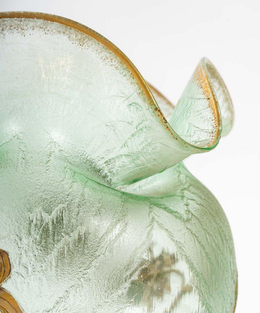 Vase globulaire dépoli à l'acide - Signé Mont-joye - Art Nouveau - François T. Iegras en vente 1