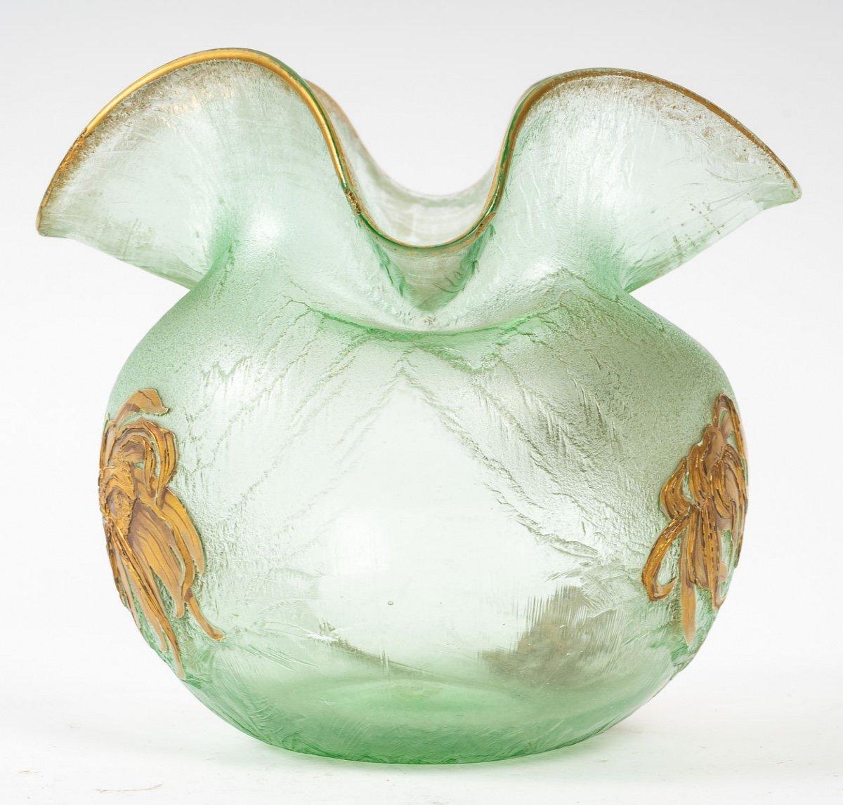 Vase globulaire dépoli à l'acide - Signé Mont-joye - Art Nouveau - François T. Iegras en vente 2