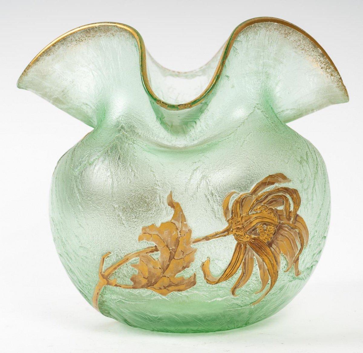 Acid Frosted Globular Vase, Signed Mont-Joye, Art Nouveau, François T. Iegras For Sale 4