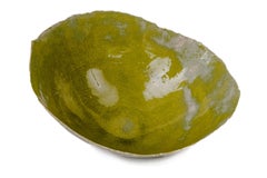 Acid Green Handmade Ceramic Big Flare Bowl, Nathalie Sonnet