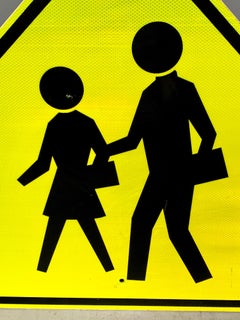 Acid Yellow Reflective Pedestrian Road Sign from Los Angeles