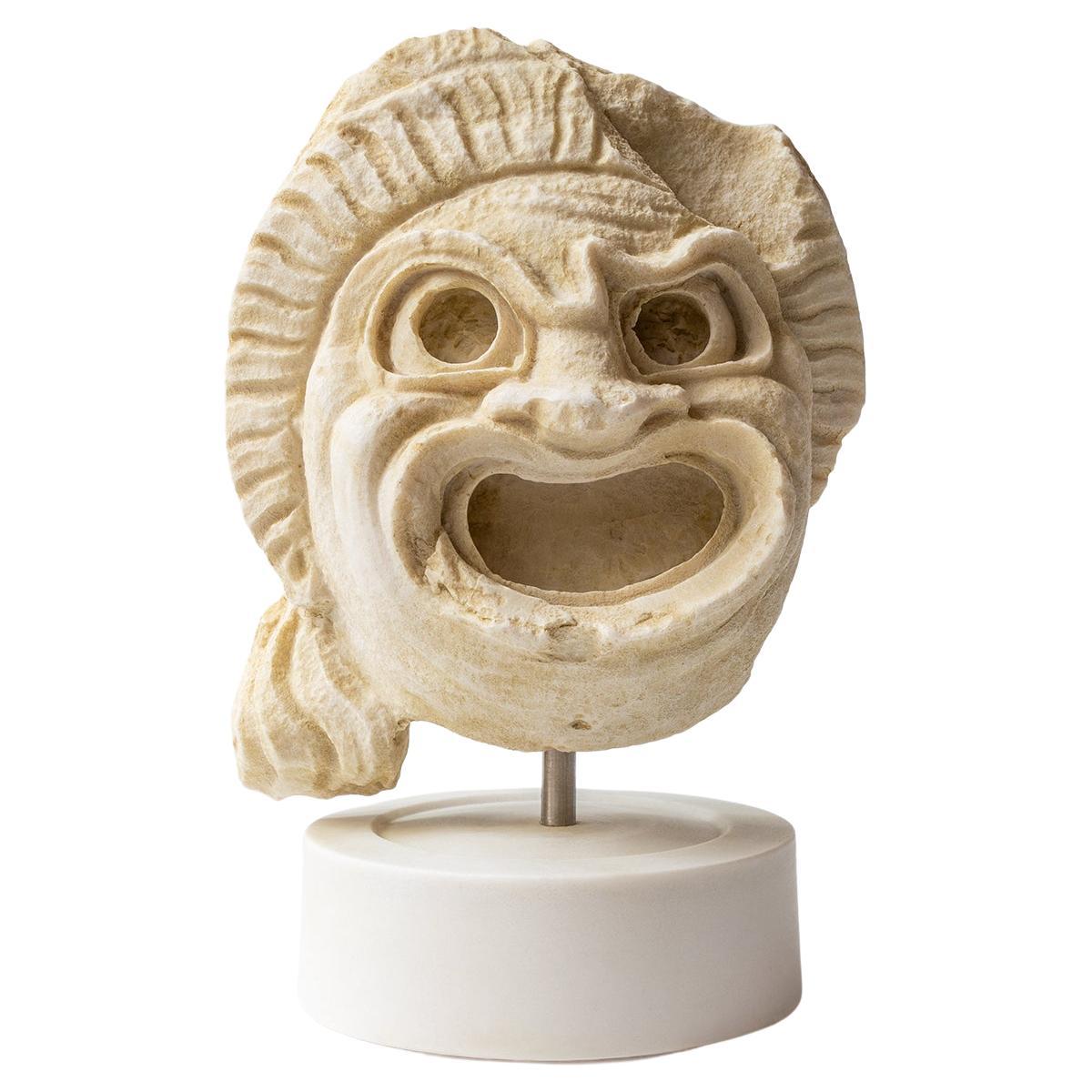 Masque de théâtre romain antique Myra No:2 Museum Replica, marbre de culture en vente