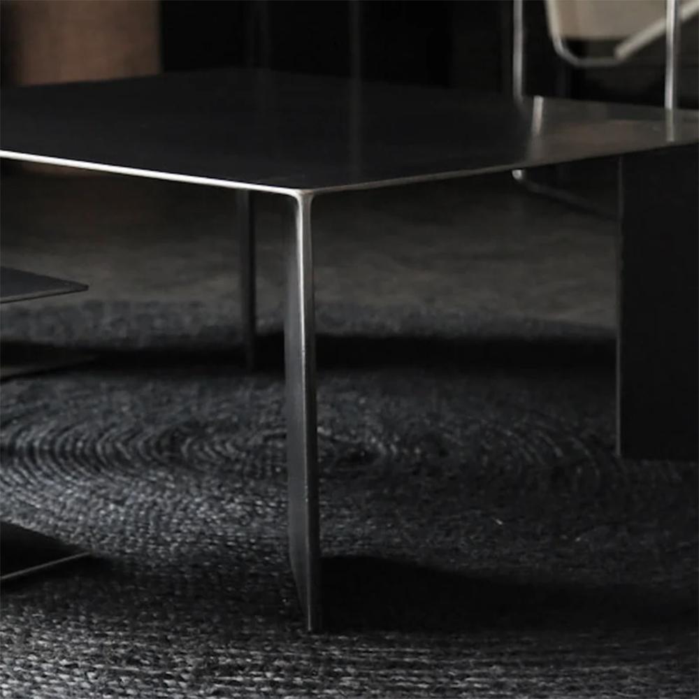 French Acier Black Coffee Table in handcrafted Steel For Sale